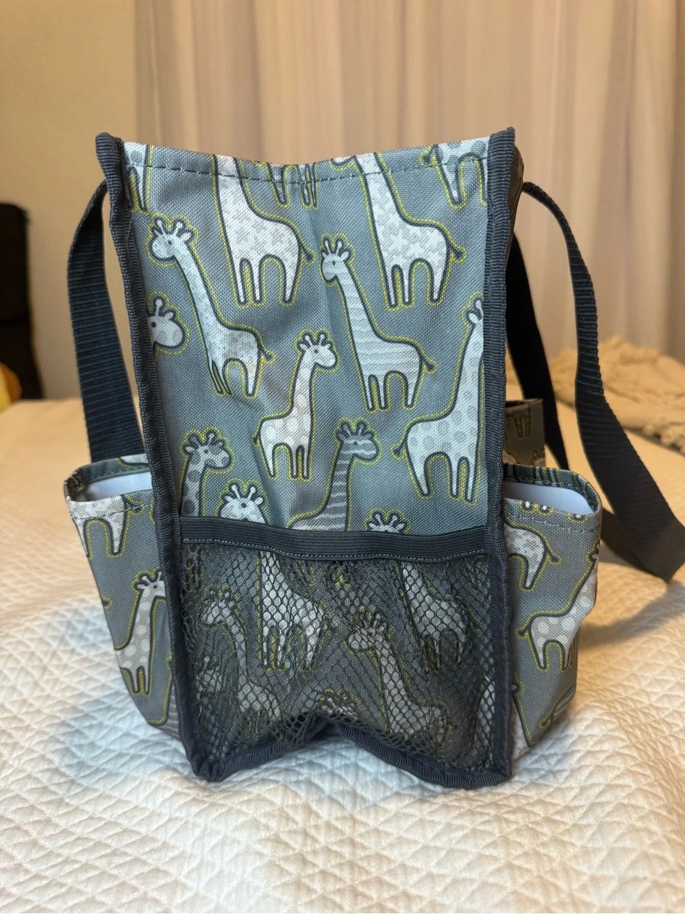 Thirty-One Zip-Top Organizing Utility Tote Go-Go Giraffe Gray Retired Print
